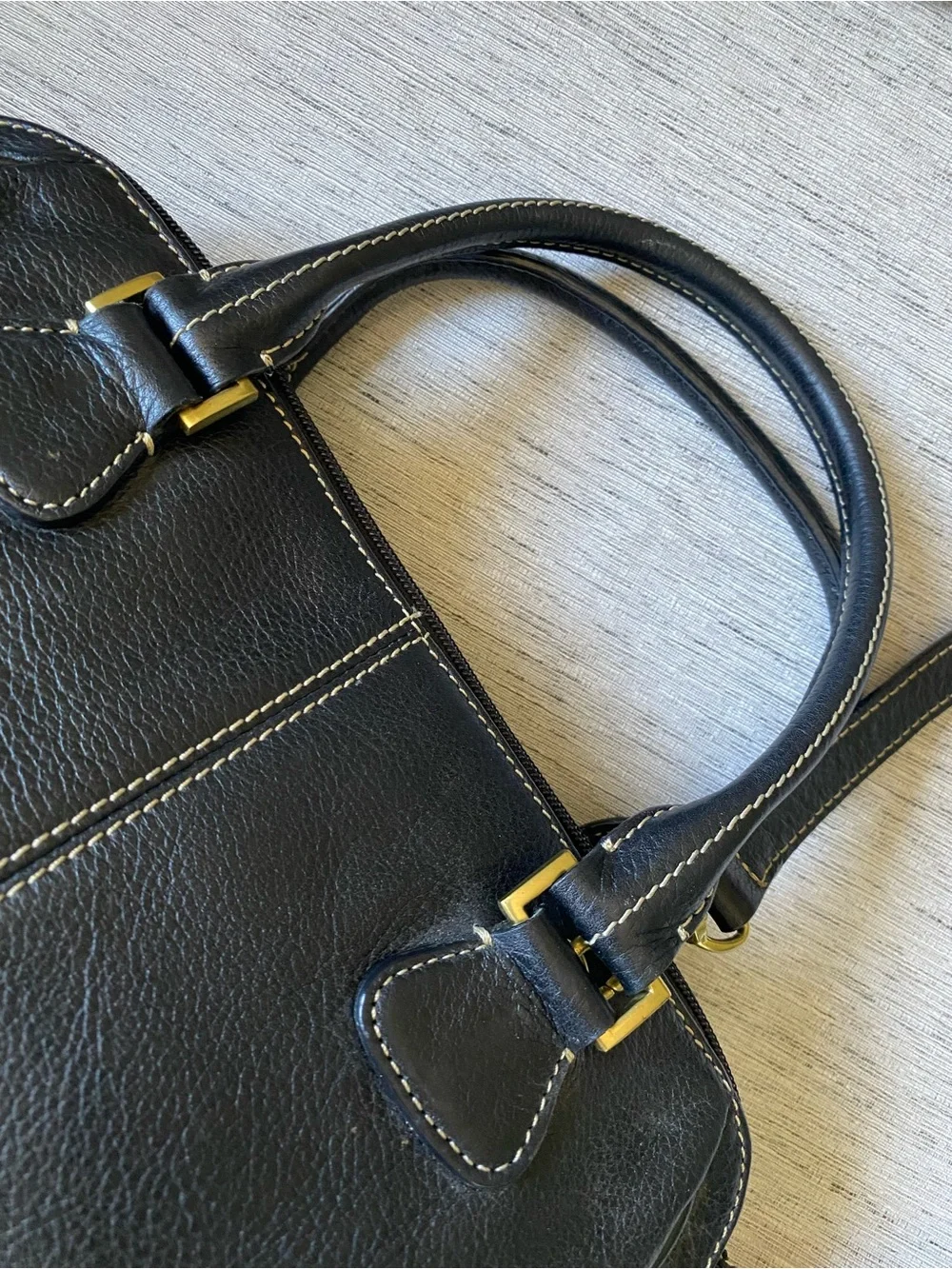 Etienne Aigner Black Pebbled Leather Satchel Crossbody Shoulder Bag Purse